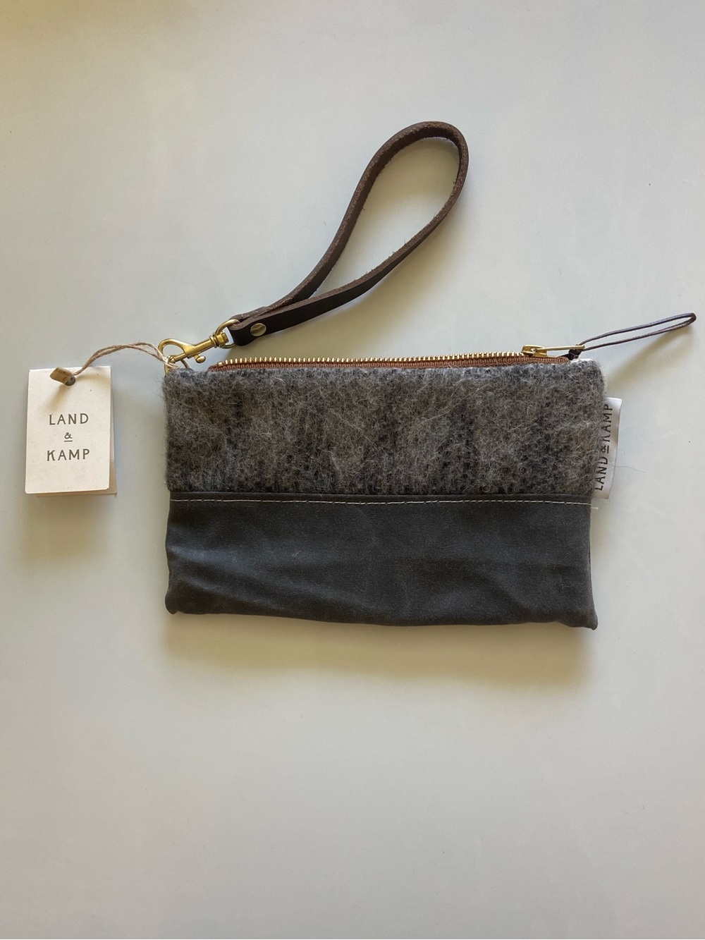 Womens Wool Wristlet Leather Land and Kamp NWT Wallet Purse Bag
